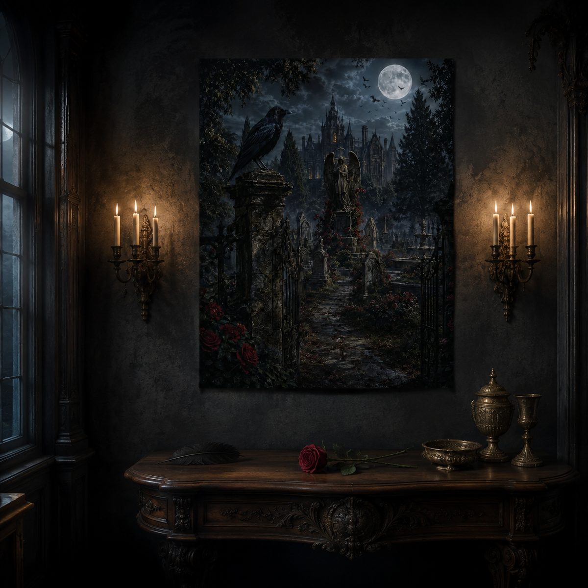 The Grounds of Crimson Estate — Gothic Fine Art Poster