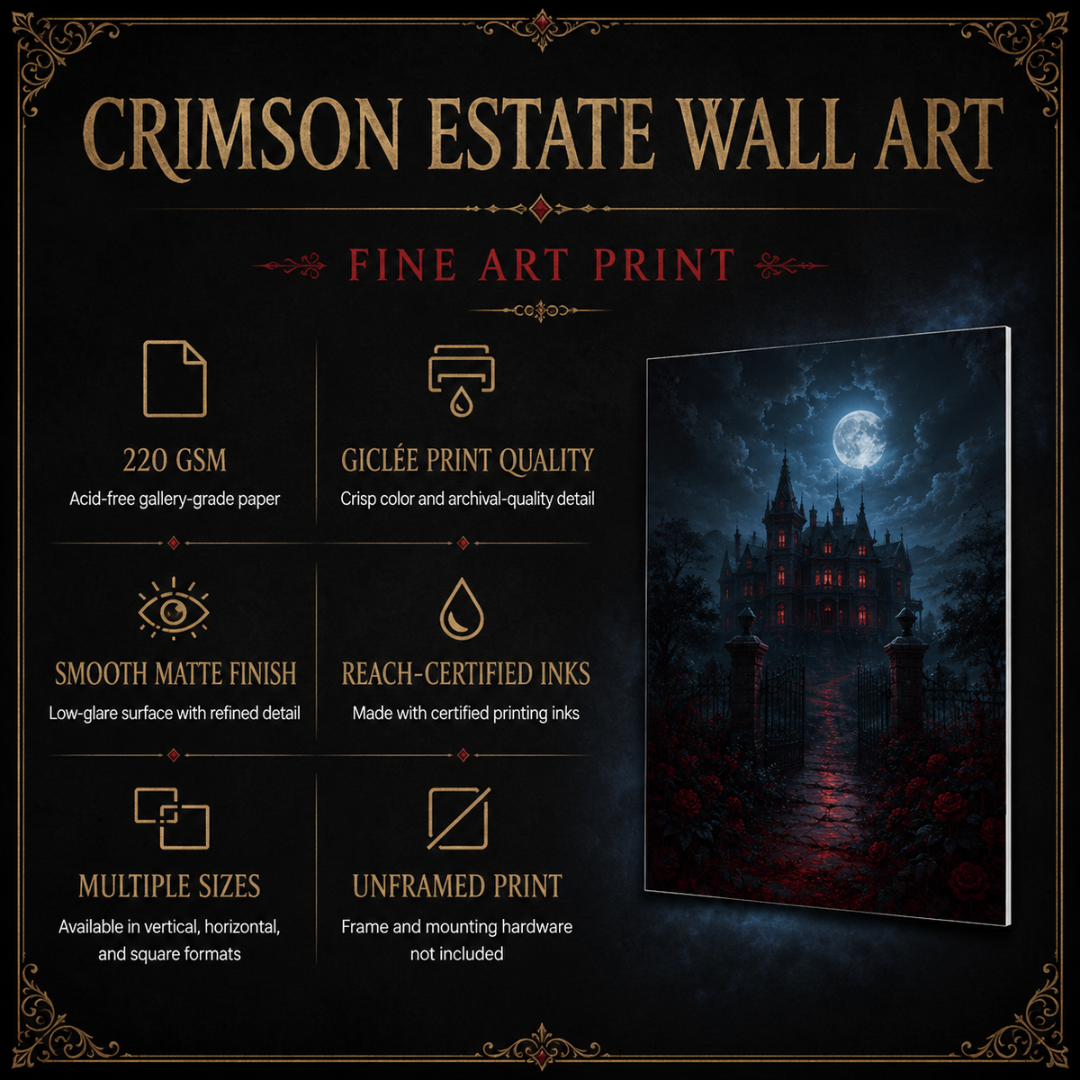 The Grounds of Crimson Estate — Gothic Fine Art Poster
