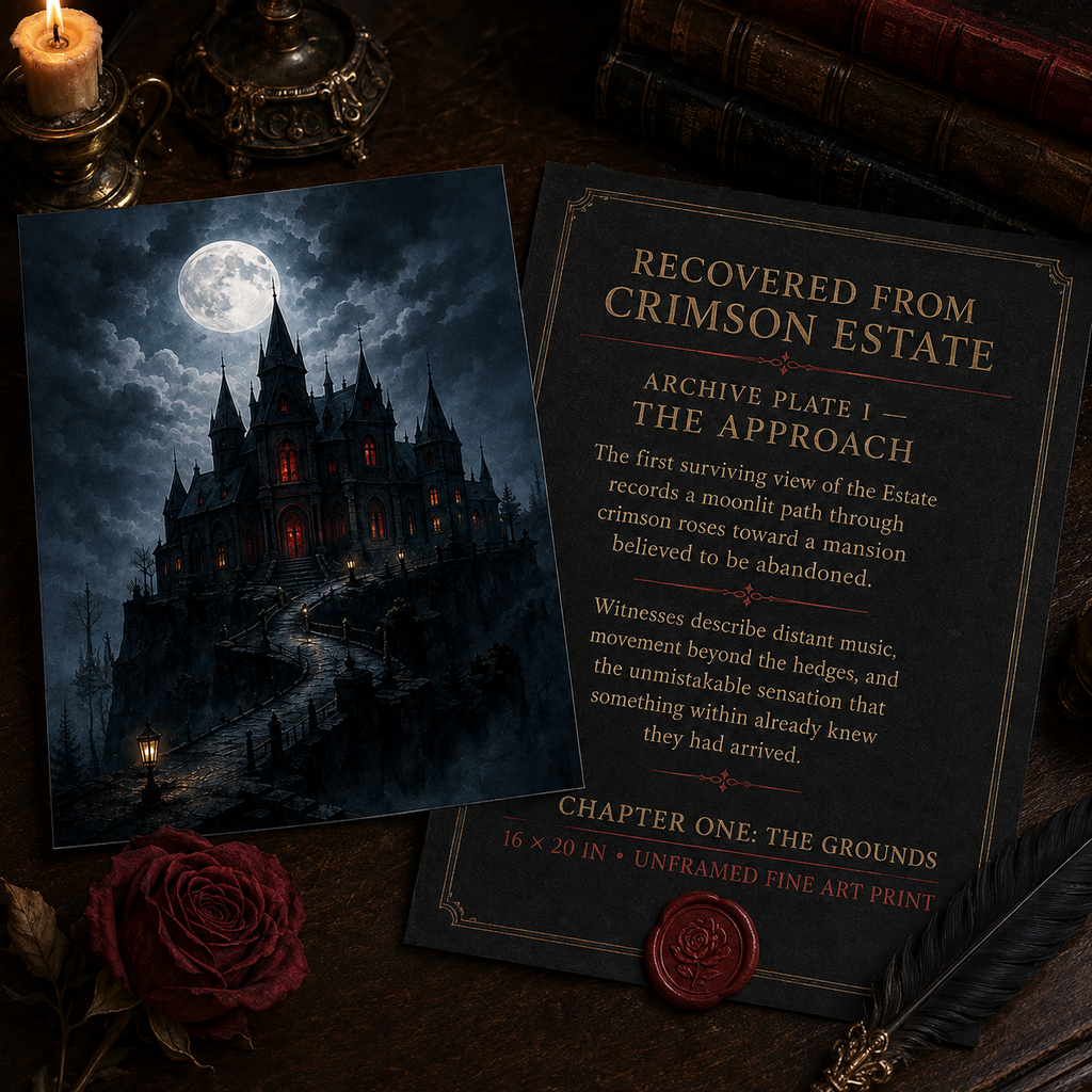 The Grounds of Crimson Estate — Gothic Fine Art Poster