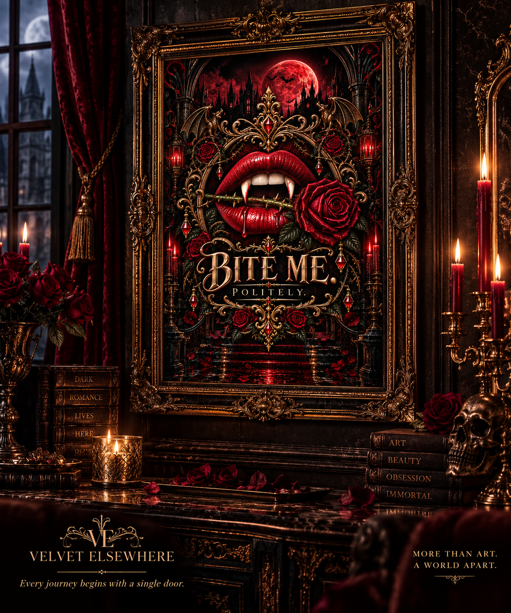 Bite Me. Politely. — Gothic Vampire Digital Wall Art