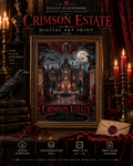 Crimson Estate — Gothic Mansion Digital Art Print