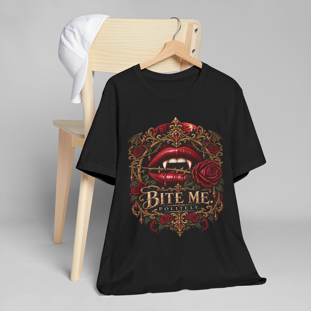 Bite Me. Politely. Gothic Vampire T-Shirt