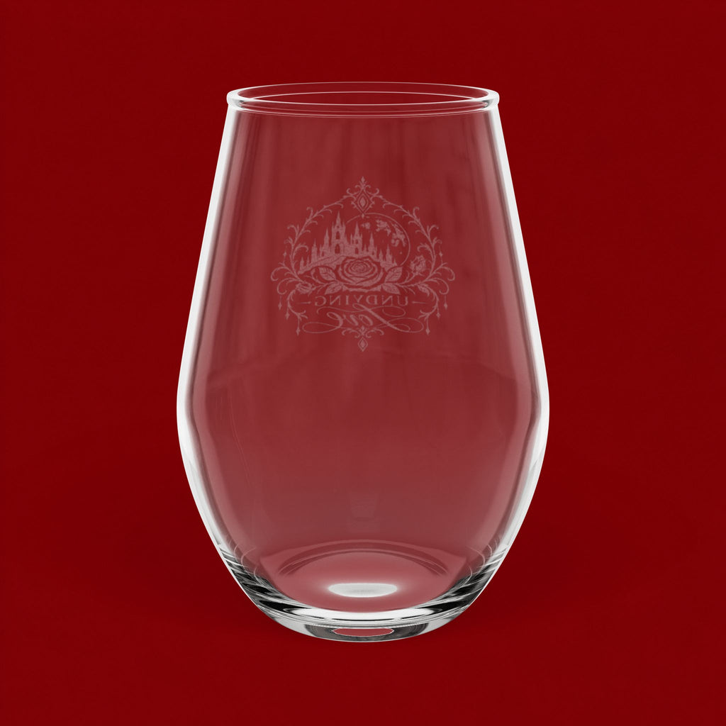 Undying Love Engraved Stemless Wine Glass – Gothic Romance 11.5 oz