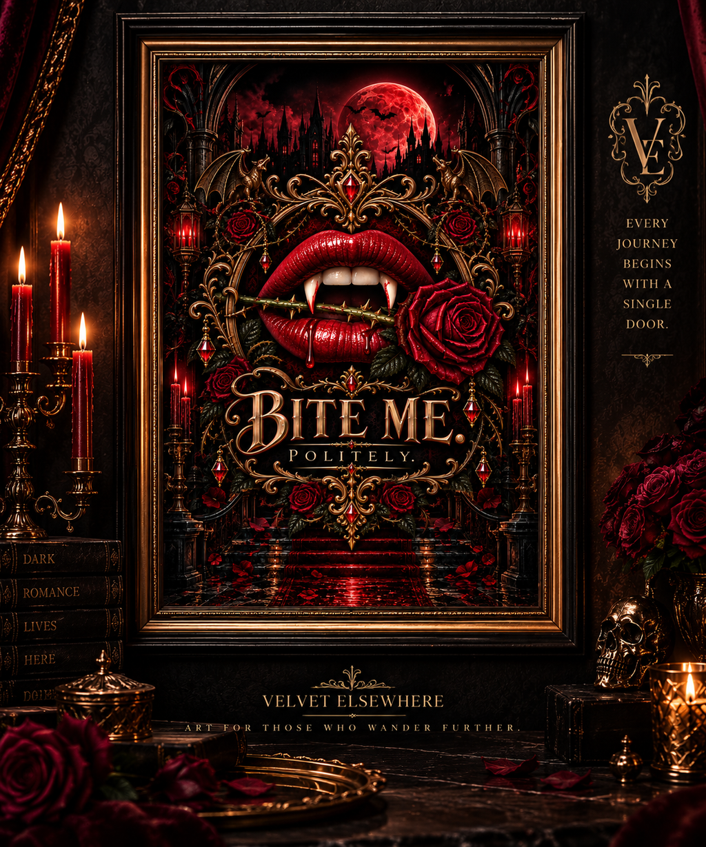 Bite Me. Politely. — Gothic Vampire Digital Wall Art