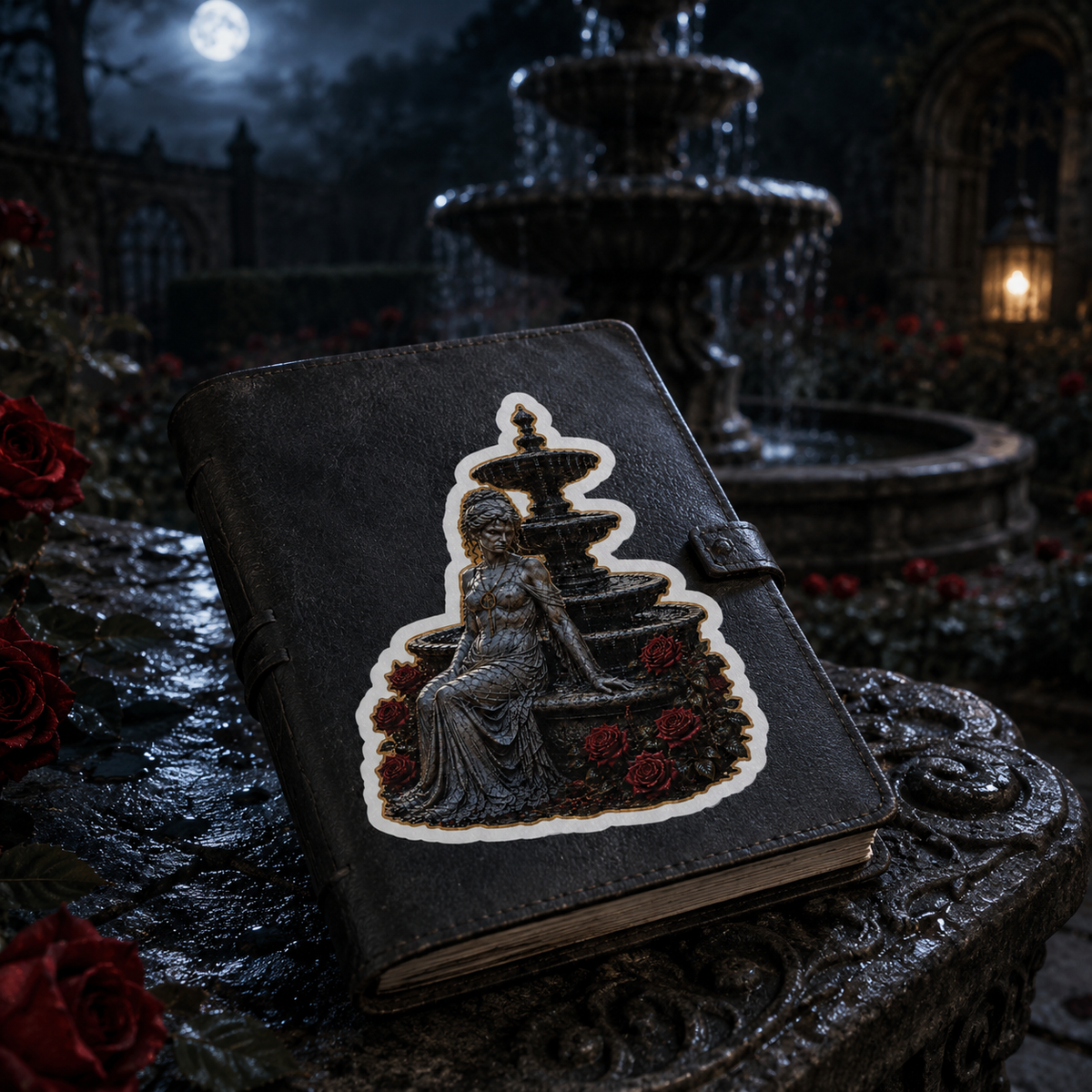 The Watchful Fountain — Gothic Statue Sticker