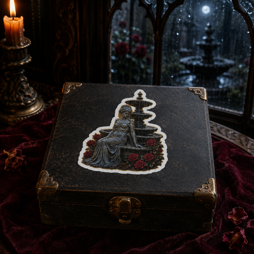 The Watchful Fountain — Gothic Statue Sticker