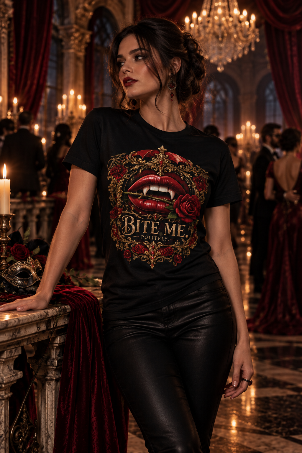 Bite Me. Politely. Gothic Vampire T-Shirt