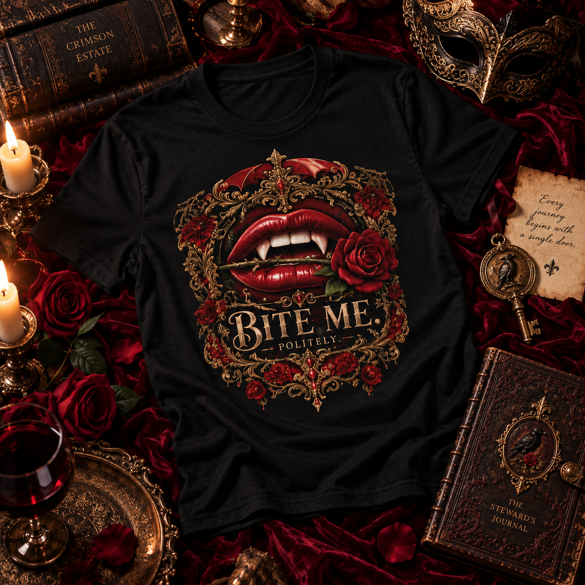 Bite Me. Politely. Gothic Vampire T-Shirt