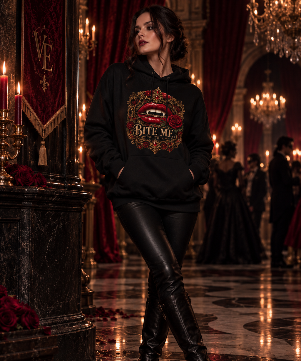 Bite Me. Politely. Gothic Vampire Hoodie