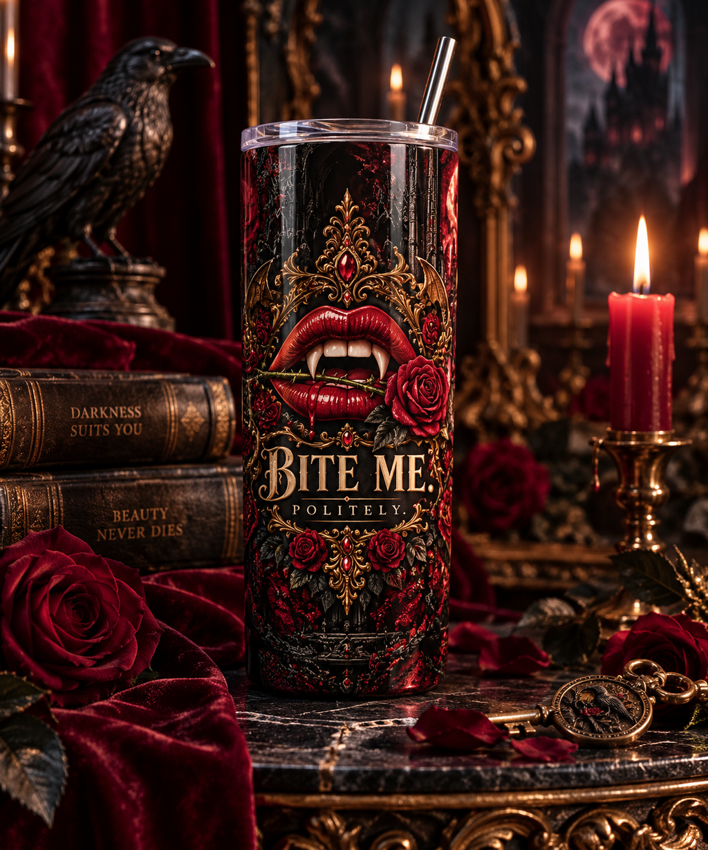 Bite Me. Politely. Gothic Vampire 20 oz Tumbler