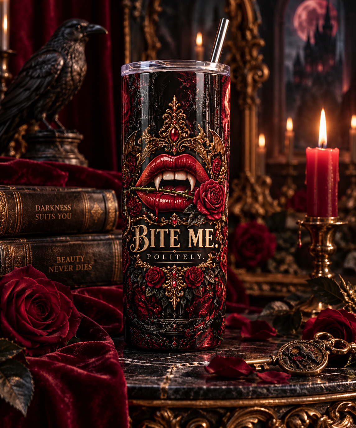 Bite Me. Politely. Gothic Vampire 20 oz Tumbler