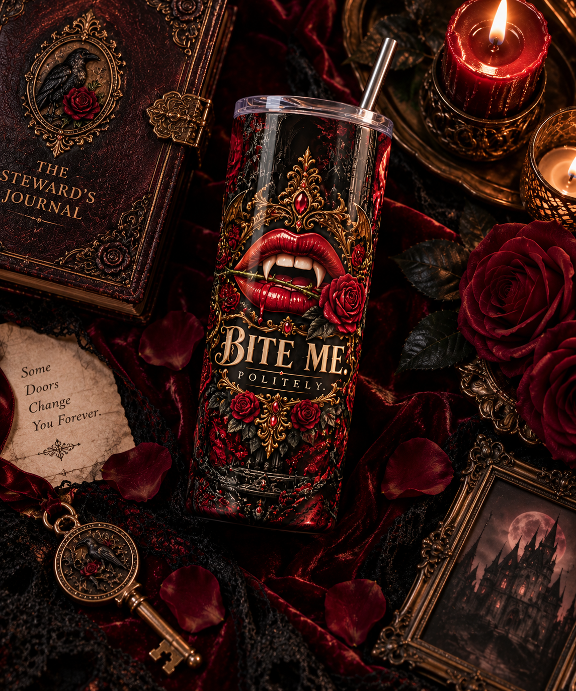 Bite Me. Politely. Gothic Vampire 20 oz Tumbler