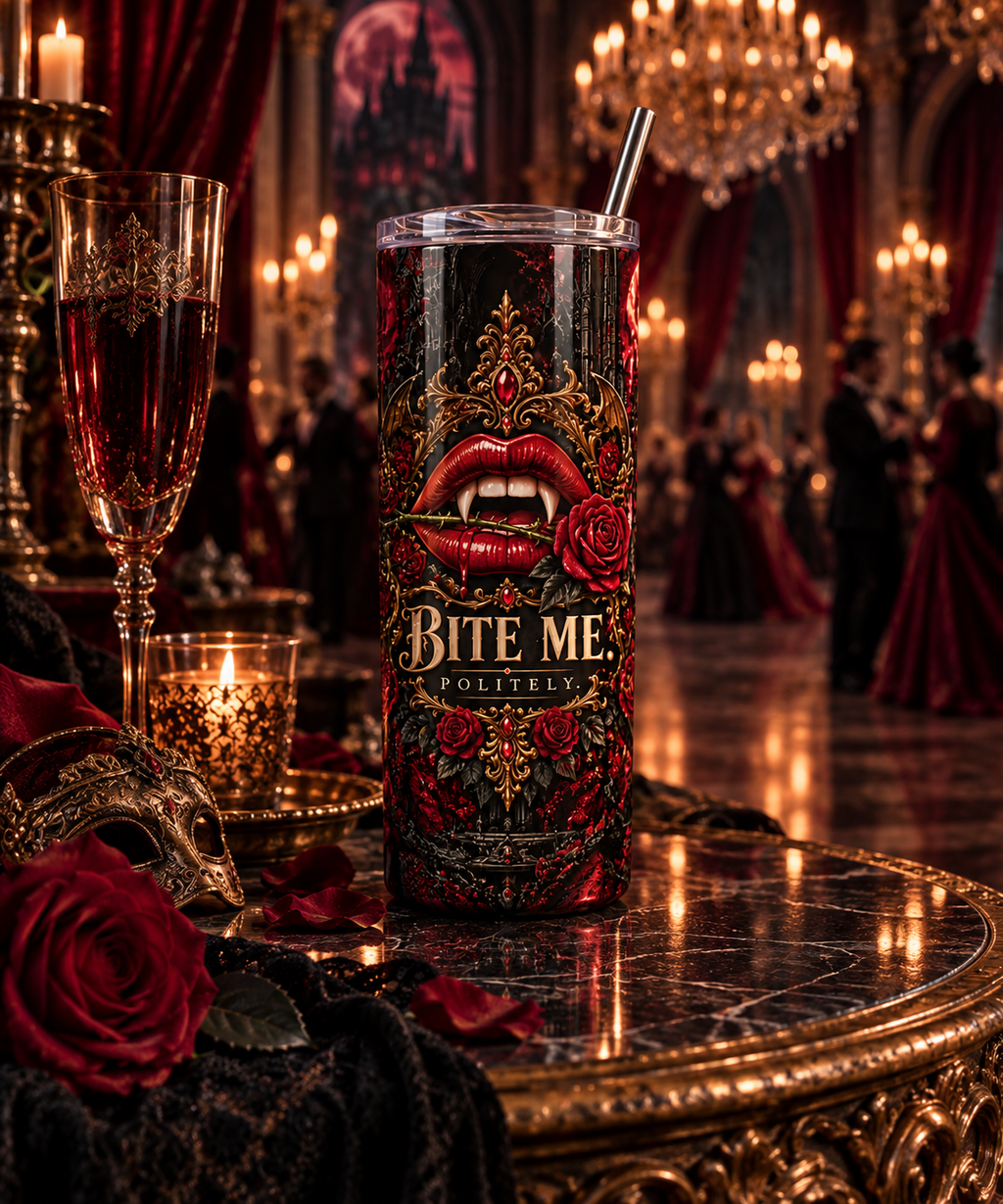Bite Me. Politely. Gothic Vampire 20 oz Tumbler