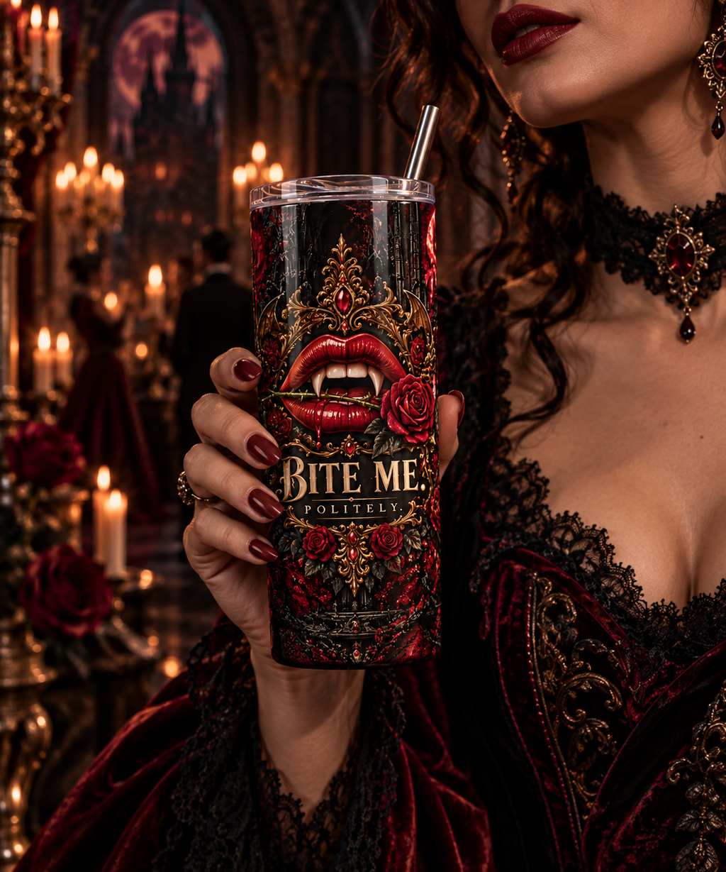 Bite Me. Politely. Gothic Vampire 20 oz Tumbler