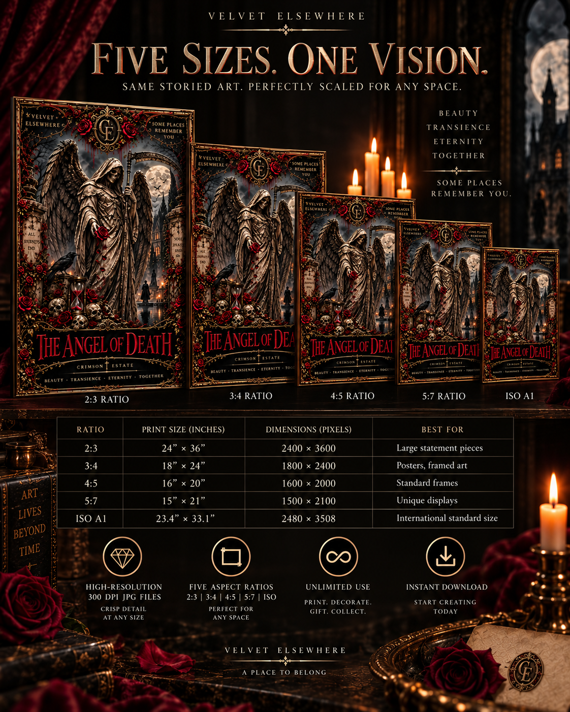 The Angel of Death | Crimson Estate Digital Art Print
