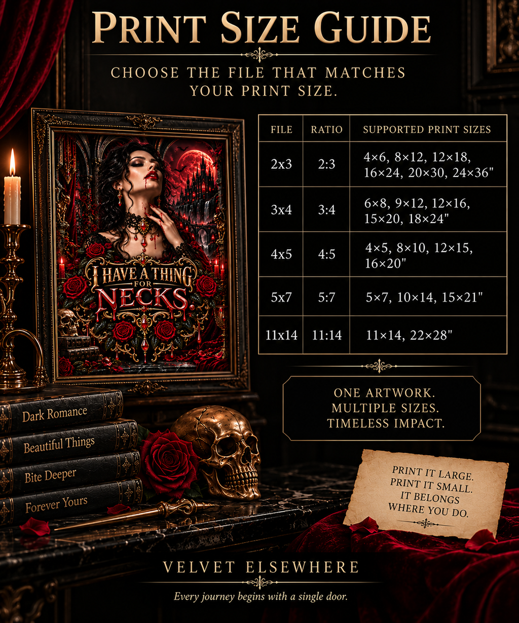 I Have a Thing for Necks — Gothic Vampire Digital Wall Art
