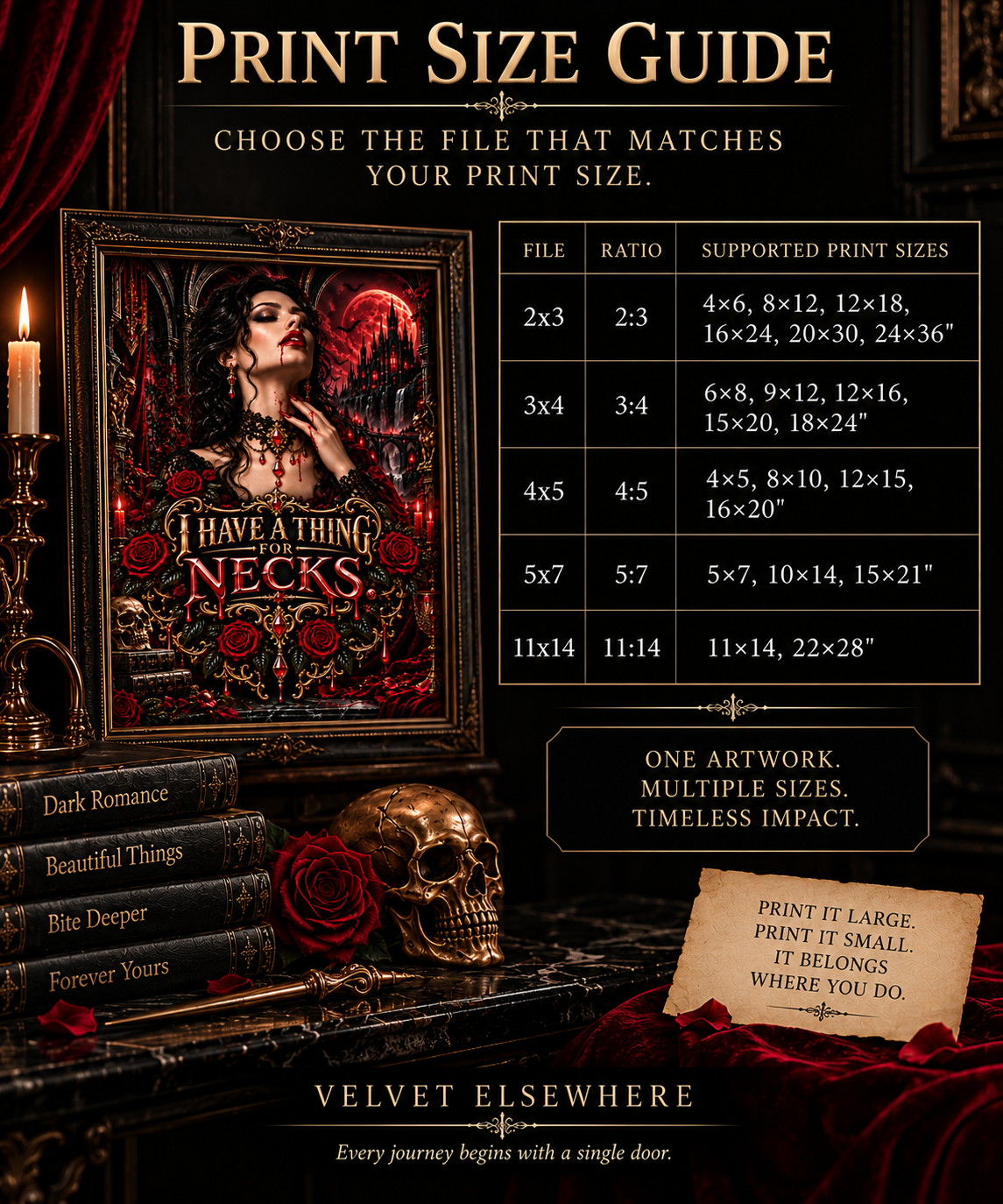 I Have a Thing for Necks — Gothic Vampire Digital Wall Art