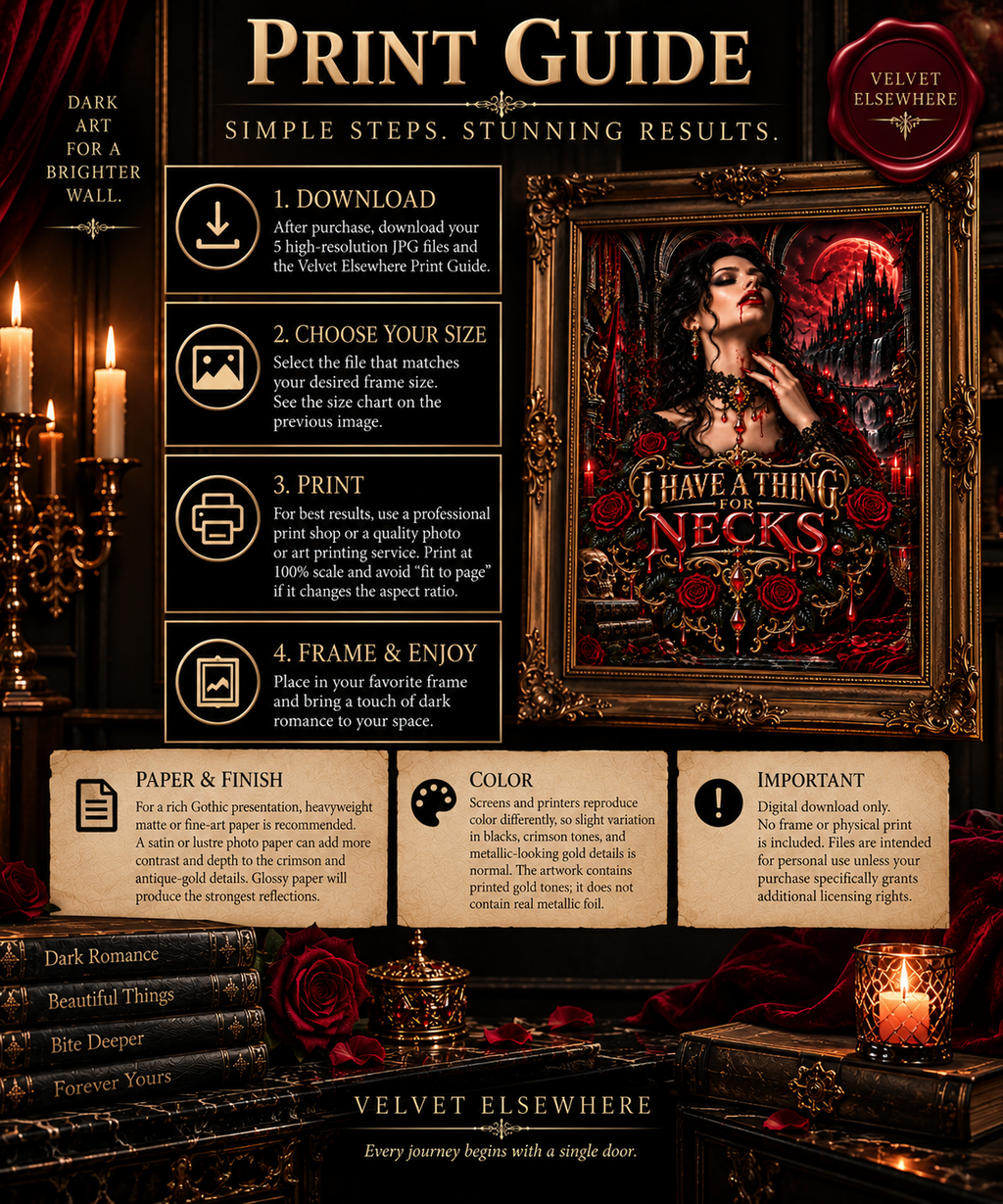 I Have a Thing for Necks — Gothic Vampire Digital Wall Art