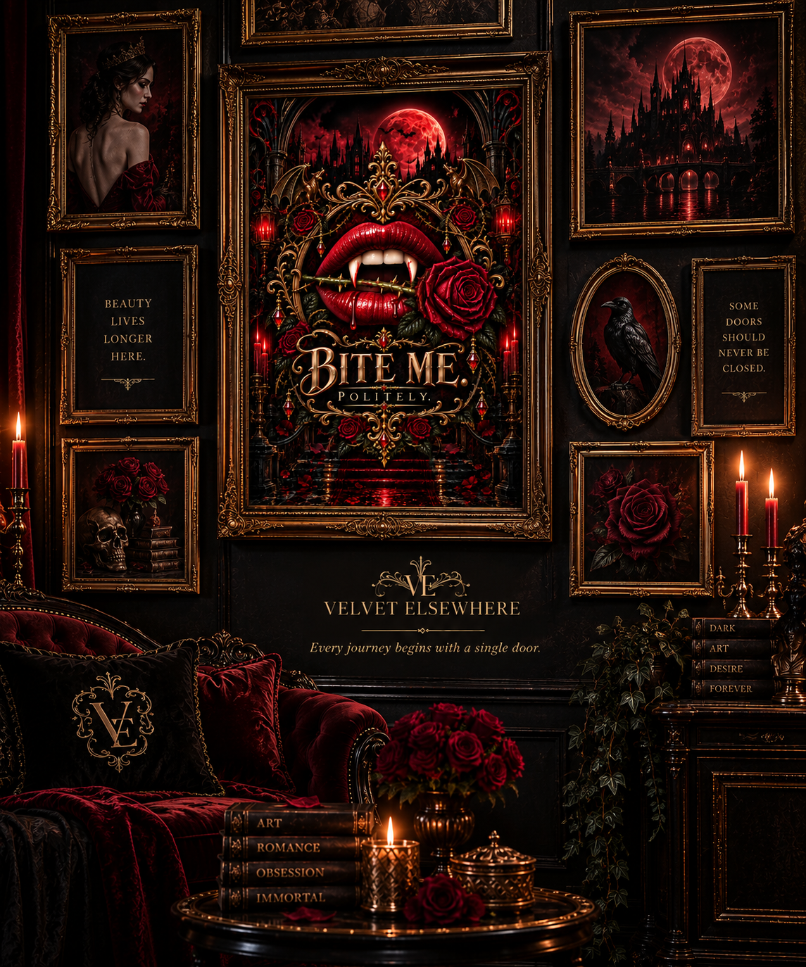 Bite Me. Politely. — Gothic Vampire Digital Wall Art