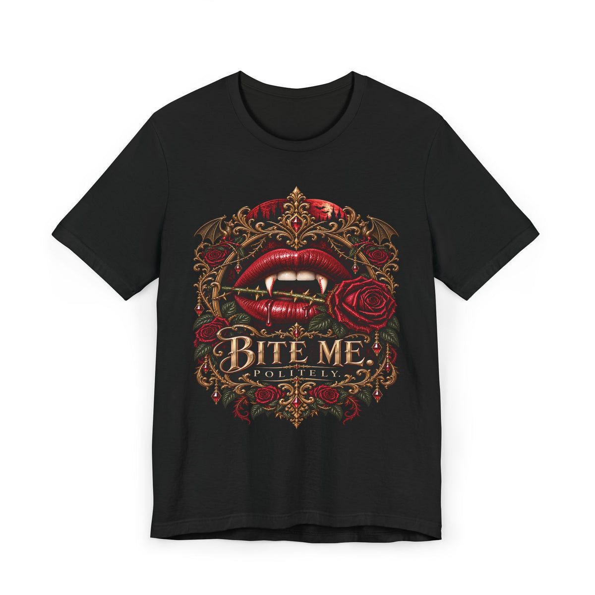 Bite Me. Politely. Gothic Vampire T-Shirt