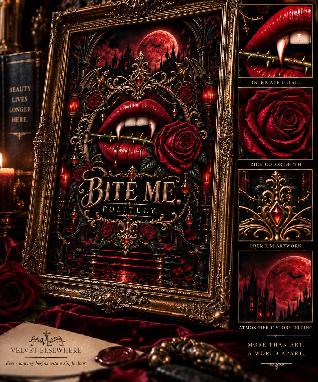 Bite Me. Politely. — Gothic Vampire Digital Wall Art