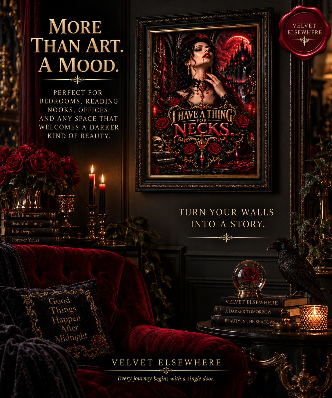 I Have a Thing for Necks — Gothic Vampire Digital Wall Art