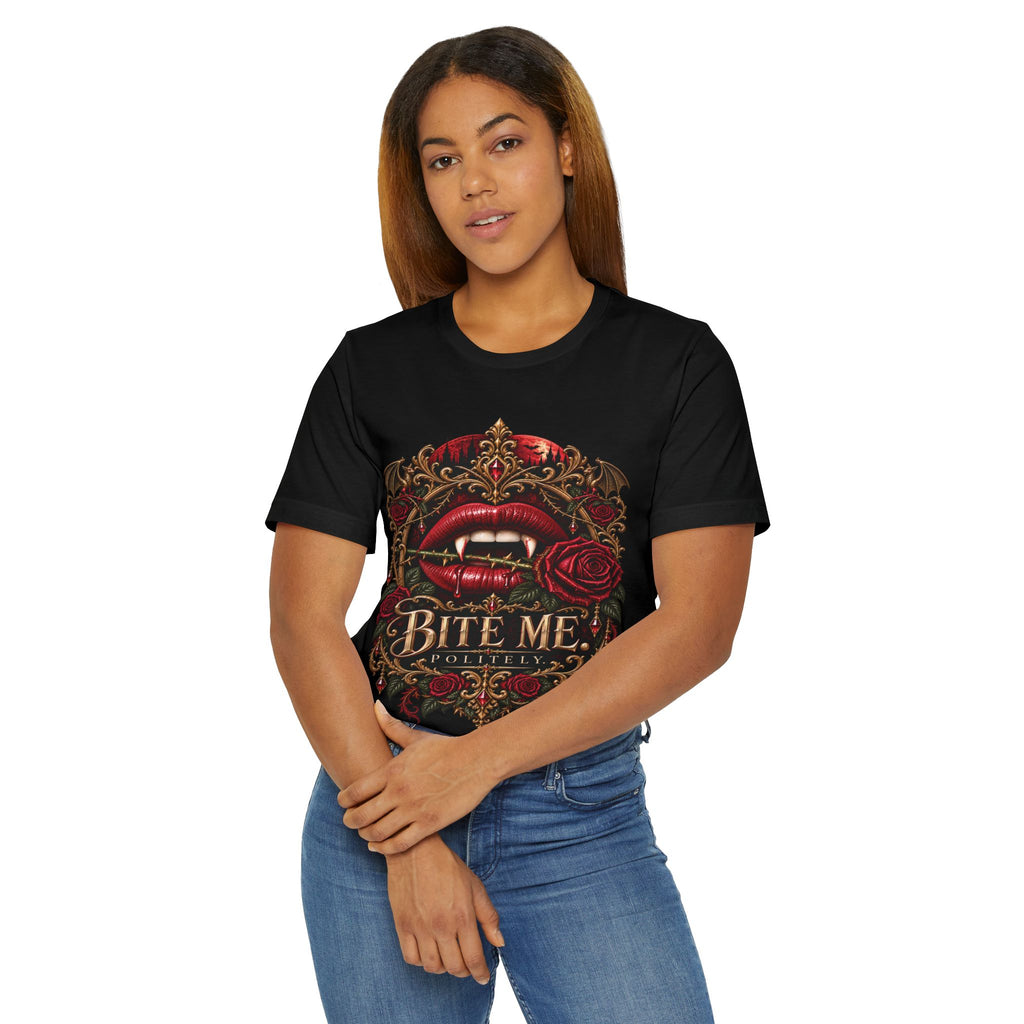 Bite Me. Politely. Gothic Vampire T-Shirt
