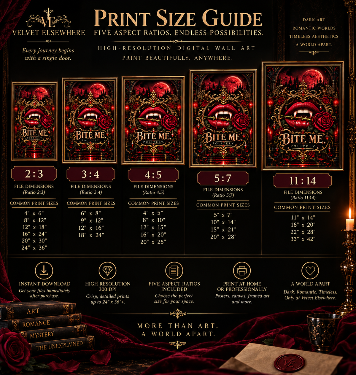 Bite Me. Politely. — Gothic Vampire Digital Wall Art